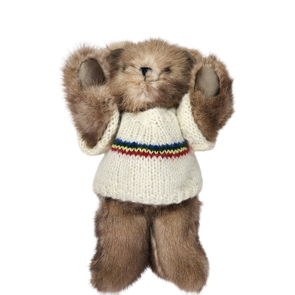 Vintage Real Mink Fur Teddy Bear in Knitted Sweater Rare Small Excellent Cond - Picture 7 of 11